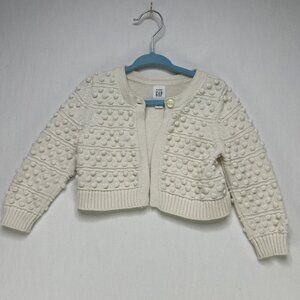 Baby Gap Knit Chunky Cardigan Sweater Cream Ivory Girls 12-18 Month Textured